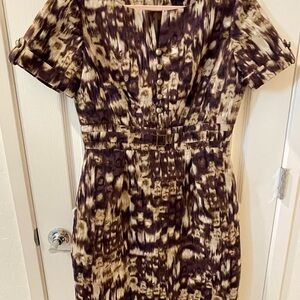 Alex Marie Abstract Purple and Cream Midi Dress